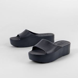 Lemon Jelly Sunny Black Platform Slides